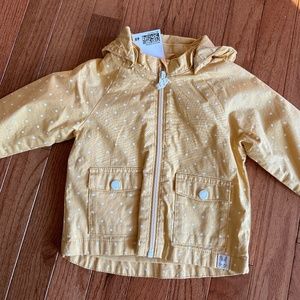 NWT H&M Girl's Yellow Cotton Polka Dot Hooded Jacket